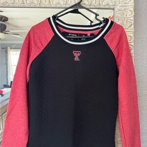 Antigua Black and Red Knit Texas Tech University Pullover